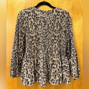 Long Sleeve Leopard Print Blouse